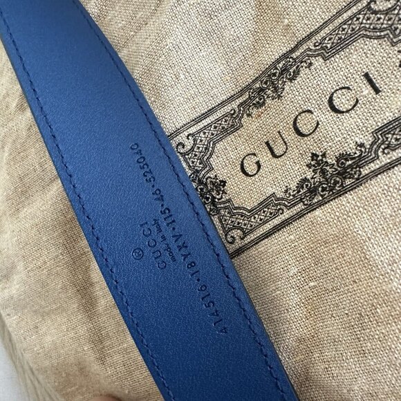 NEW GUCCI BLUE MARMONT BELT GG SIZE 115 Cm 46 In 100% Authentic - Picture 5 of 6